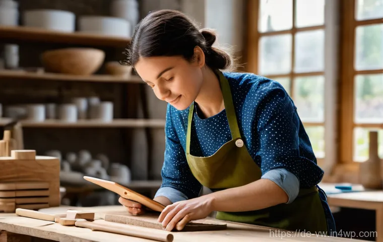 소비자 심리에 따른 브랜드 이미지 구축 전략 - **Authentic Craftsmanship and Sustainable Practices**
A bright, naturally lit artisan workshop i...