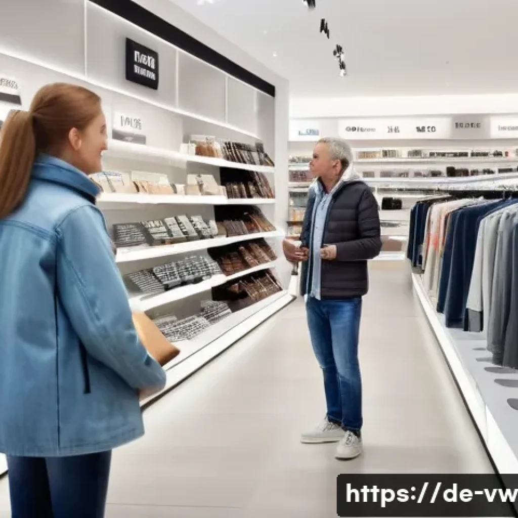 소비자 심리적 압박감과 구매 결정 - A modern European shopping scene inside a stylish retail store with diverse adult customers browsing...