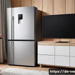 Home 22 소비자 심리와 기술 발전의 상관관계 - A modern German living room scene showcasing a family interacting with smart home technology: a slee...