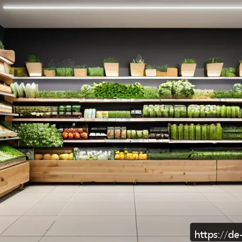 소비자 심리의 변화에 따른 경쟁력 확보 전략 - A modern organic grocery store interior in Germany, showcasing a wide variety of sustainably sourced...