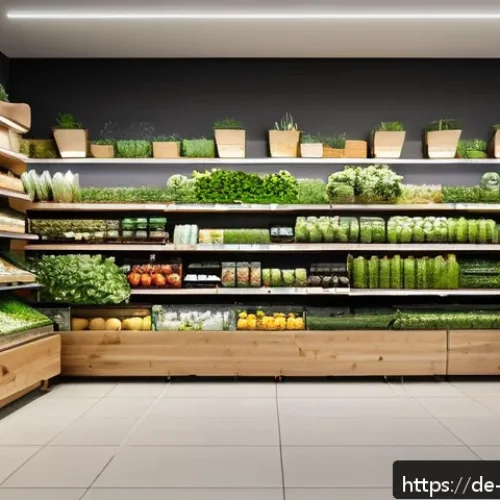 Home 32 소비자 심리의 변화에 따른 경쟁력 확보 전략 - A modern organic grocery store interior in Germany, showcasing a wide variety of sustainably sourced...
