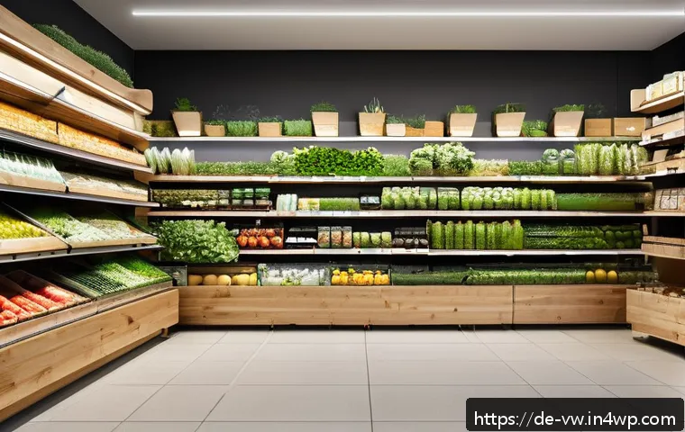 소비자 심리의 변화에 따른 경쟁력 확보 전략 - A modern organic grocery store interior in Germany, showcasing a wide variety of sustainably sourced...