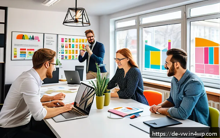 소비자 심리와 커뮤니케이션 전략의 조화 - A vibrant and modern marketing office scene in Berlin, showcasing a diverse team of professionals co...