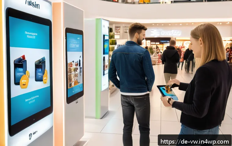 소비자 심리 분석의 한계와 극복 방안 - A modern retail scene in a stylish German shopping mall, showing diverse consumers interacting with ...